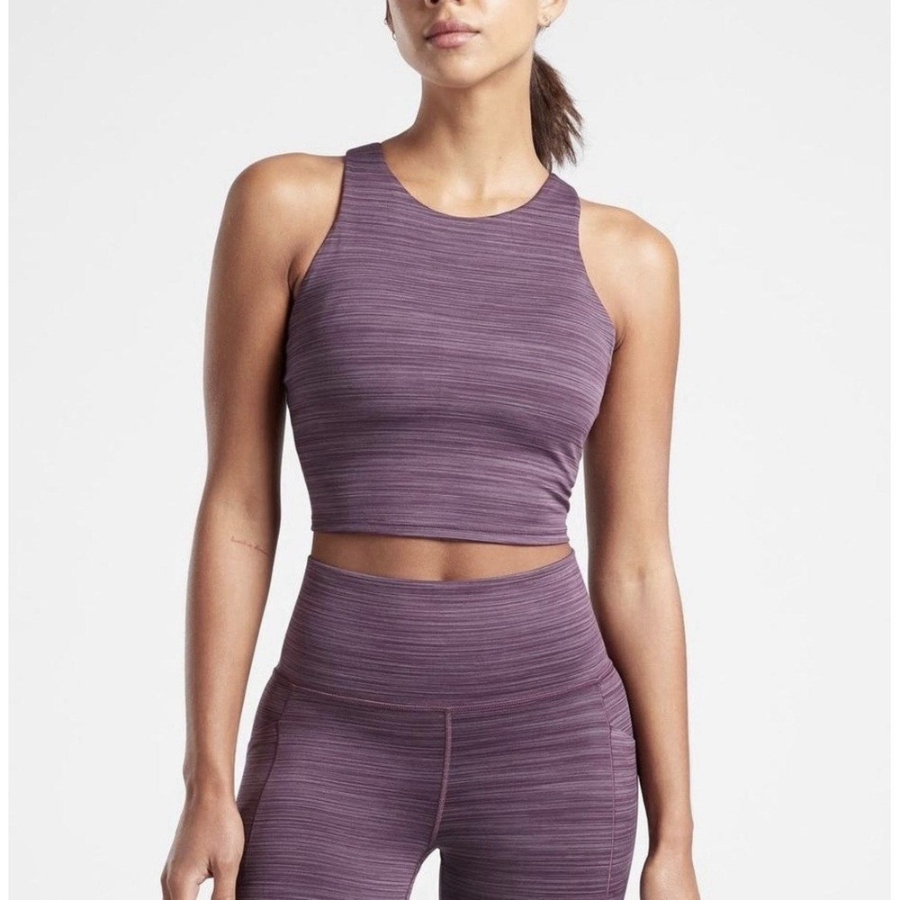 ATHLETA Conscious Space Dye Crop Tank Sports Bra Padded‎ in Violet Size Medium
